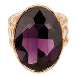 Rosemarie & Jubalee Women's Statement Oval Crystal Stretch Cocktail Ring (Purple Crystal Gold Tone)