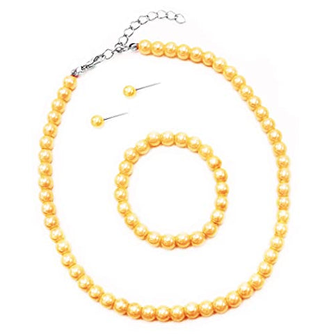 Bold Statement Acrylic Resin Link Chain Necklace Earring Set, 21"+3" Extender (Yellow Links Gold Tone)