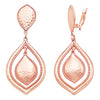 Statement Genie Lamp Hammered Metal Cutout Hoop with Dangle Clip on Style Earrings, 3.25" (Matte Rose Gold Tone)