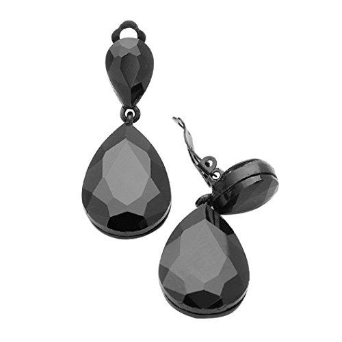 Double Teardrop Crystal Statement Clip On Earrings