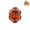 Statement Emerald Cut Glass Crystal Stretch Cocktail Ring (Orange Crystal Gold Tone)