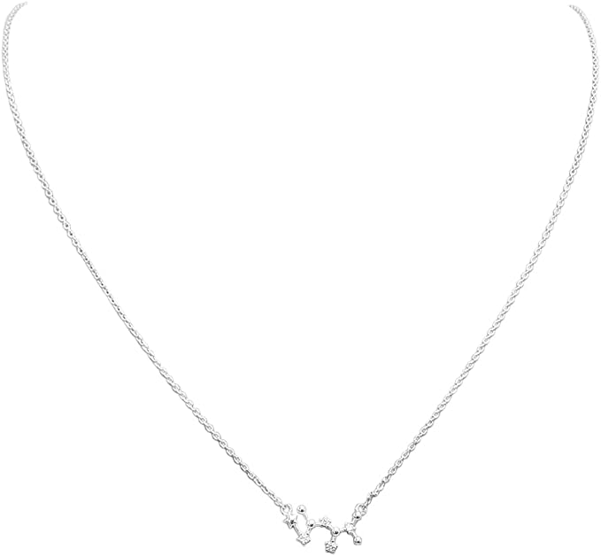 Dainty Sterling Silver Cable Chain With Zodiac Constellation Celestial Stars Astrology Pendant Necklace Gift Set, 16"+2" Extender (Sagittarius Nov.23-Dec.21)