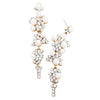 Rosemarie Collections Women's Crystal Rhinestone Bubble Dangle Statement Earrings 3.25 Inches (Cream Pearl Gold Tone)