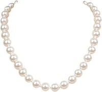 Classic Simulated Pearl Knotted Strand Necklace With Magnetic Clasp (12mm, 16", Cream)