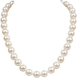 Classic Simulated Pearl Knotted Strand Necklace With Magnetic Clasp (12mm, 18
