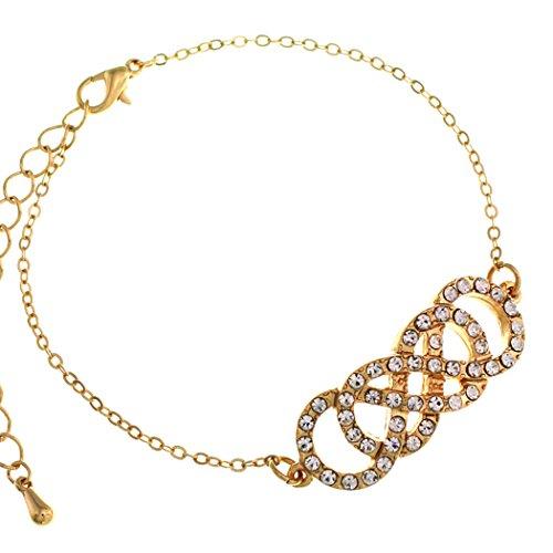 Double Infinity Rhinestone Strand Bracelet (Gold Color)
