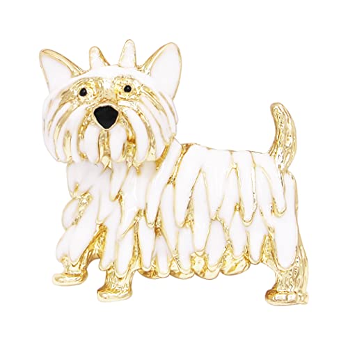 Pawsome Westie Gold Tone Enamel Puppy Dog Brooch, 1.5"