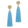 Beautiful Long Length Thread Tassel Extra Long Dangle Statement Earrings Blue Color, 3.75"