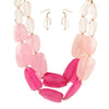 Rosemarie Collections Women's Ombre Polished Resin Statement Necklace Earring Set, 16"+3" Extender (Fuchsia Pink)