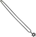 Stainless Steel Men's Star Of David Pendant On Black Shadow Rolo Box Chain Necklace, 22