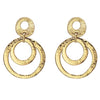 Stunning Polished Metal Double Ring Grooved Textured Hoop Statement Clip On Earring, 2.87" (Gold Tone)