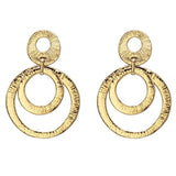 Stunning Polished Metal Double Ring Grooved Textured Hoop Statement Clip On Earring, 2.87