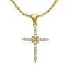 Religious Rhinestone Gold tone Cross Necklace with Anti-tarnish Protection