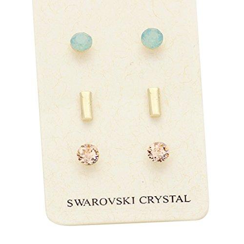 Stud Earring Set Made with Swarovski Crystals (Metal Bar)