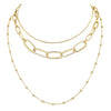 Chic Polished Multi-Strand Metal Links Chain Necklace, 21"+3" Extender (Gold Tone)