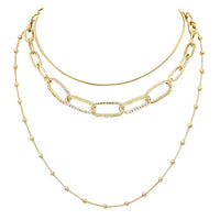 Chic Polished Multi-Strand Metal Links Chain Necklace, 21"+3" Extender (Gold Tone)