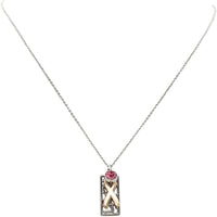 Inspirational Breast Cancer Awareness Pink Ribbon Faith And Crystal Rhinestone Charm Necklace, 18"+2" Extender