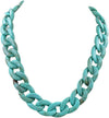 Chunky And Colorful Turquoise Acrylic Resin Links Curb Chain Necklace, 18"+2.5" Extender