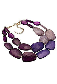 Purple Ombre Polished Resin Statement Necklace Earring Set