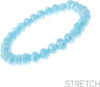 Stunning Set of 3 Faceted Glass Crystal Bead Stretch Bracelets, 6.5" (Blue Pacific Opal Single Strand 8mm)