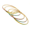 Dainty Multi-Colored Rainbow Crystal Rhinestone Flexible Wire Bangle Bracelets Set of 5, 8"