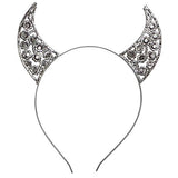 Rosemarie Collections Women's Spooktacularly Fun Devil Horns Decorative Red Crystal Rhinestone Halloween Headband (Devil Scroll)
