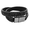 Versatile And Stunning Baguette Crystal Choker Necklace Or Double Wrap Magnetic Clasp Bracelet, 14.5" Black