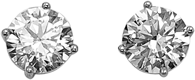 Stunning Sterling Silver With Premium Cubic Zirconia Crystals Hypoallergenic Post Back Stud Earrings (5, Round Cut)