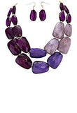Purple Ombre Polished Resin Statement Necklace Earring Set