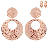Statement Polished Metal Hammered Texture Hoop Clip On Earrings, 2.75" (Rose Gold Tone)