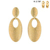 Stunning Grooved Textured Metal Elongated Oval Hoop Statement Clip On Earring, 2.75" (Gold Tone)