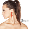 Women's Crystal Rhinestone Bubble Dangle Statement Earrings 3.25 Inches (Orange Crystal Gold Tone)