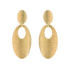 Stunning Grooved Textured Metal Elongated Oval Hoop Statement Clip On Earring, 2.75" (Gold Tone)