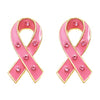 Rosemarie Collections Women's Breast Cancer Awareness Pink Ribbon Enamel Stud Earrings, 1.25" (Crystal Embellished Gold Tone)