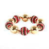 Christmas Fun Polished Gold Tone And Pave Crystal Disco Ball Stacking Stretch Holiday Bracelet, 6.5"