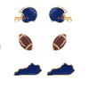 Game Day College Football Enamel Set Of 3 Collegiate Fashion Stud Earrings (Kentucky)