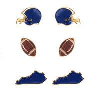 Game Day College Football Enamel Set Of 3 Collegiate Fashion Stud Earrings (Kentucky)