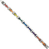 Men's Stylish Stainless Steel With Rainbow Pride Color Links Bracelet, 7.5"