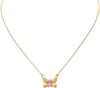 Inspirational Breast Cancer Awareness Pink Ribbon Matte Gold Tone Butterfly Charm Necklace, 16"+3" Extender