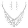Dramatic Neckline Vintage Style Crystal Collar Necklace And Hypoallergenic Earrings Bridal Set, 15"+3" Extender (Silver Tone Clear Crystal V Shape)