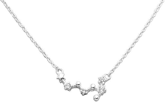 Dainty Sterling Silver Cable Chain With Zodiac Constellation Celestial Stars Astrology Pendant Necklace Gift Set, 16"+2" Extender (Scorpio Oct.23-Nov.22)