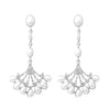 Stunning Vintage Vibes Simulated Pearl And Pave Crystal Statement Silver Tone Chandelier Fan Hypoallergenic Post Back Bridal Earrings, 2.25"