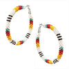 Colorful Western Inspired Seed Bead Lever Hoop Earrings, 2.25" (White Background)