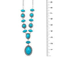 Rosemarie & Jubalee Women?Ã‡Ã–s Statement Cowgirl Western Boho Style Natural Dyed Howlite Stone Necklace and Earrings Set, 22"+2" Extender (Turquoise Blue)