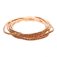 Stunning Set of 6 Petite Crystal Rhinestone Stretch Bracelets, 6.5" (Yellow Crystal Gold Tone)