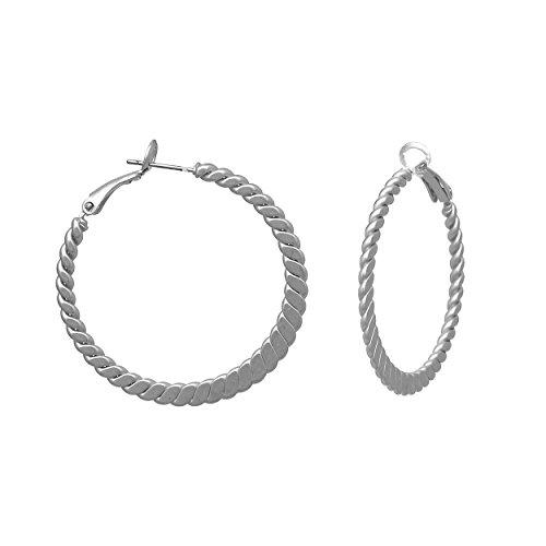 Rosemarie Collections Hypoallergenic Twisted Hoop Earrings 40mm (Silver)