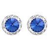 Timeless Classic Hypoallergenic Post Back Halo Earrings Made With Swarovski Crystals, 15mm-20mm (15mm, Sapphire Blue Silver Tone)