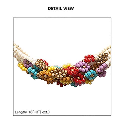 Unique And Dainty Multi-Strand Rainbow Flower Seed Bead Necklace, 18"+3" Extender
