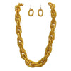 Bold Statement Acrylic Resin Link Chain Necklace Earring Set, 21"+3" Extender (Yellow Links Gold Tone)