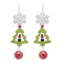 Whimsical Christmas Holiday Themed Fun Glitter Christmas Tree Snowflake Extra Long Shoulder Duster Dangle Earrings, 5"